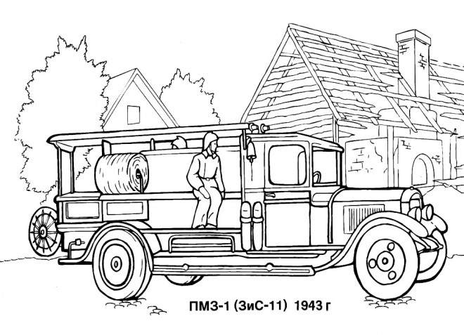 Coloriage Un Camion De Pompier Ancien Dessin Gratuit à Imprimer