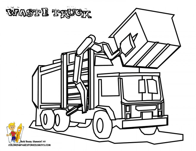 Coloriage Camion Poubelle à benne dessin gratuit à imprimer