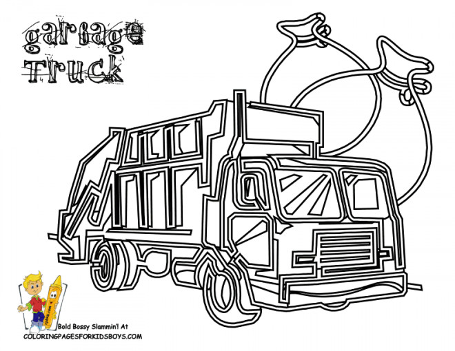 Coloriage et dessins gratuits Camion Poubelle à décorer à imprimer