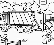 Coloriage Camion poubelle couleur