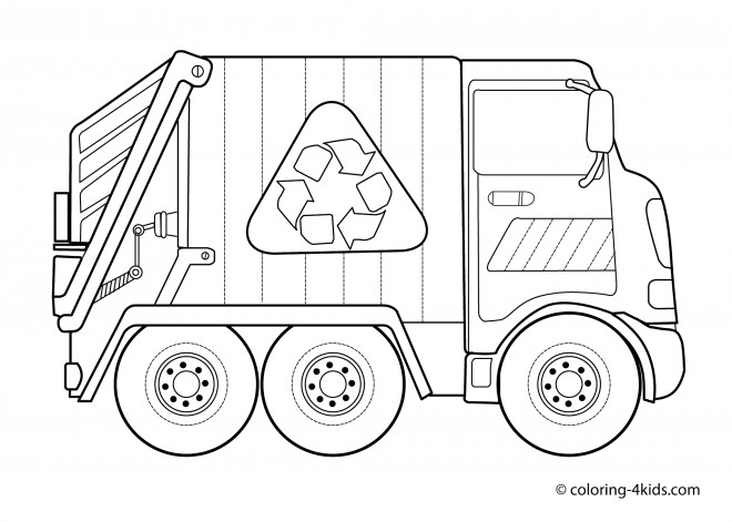 Coloriage Camion Poubelle De recyclage dessin gratuit à imprimer
