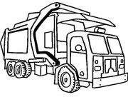 Coloriage Camion Poubelle en noir et blanc