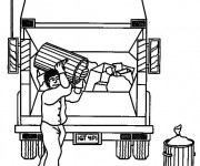 Coloriage Camion Poubelle et Ripeur