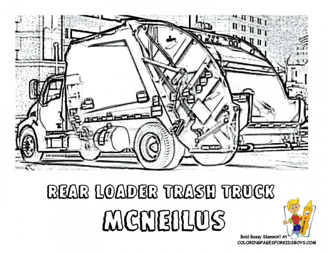 Coloriage Image de Camion Poubelle dessin gratuit à imprimer