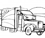 Coloriage Camion américain de marchandises