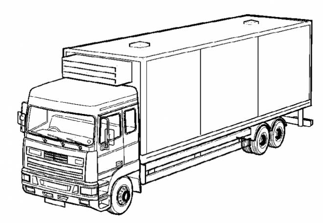 Coloriage Camion semi remorque simple dessin gratuit à imprimer