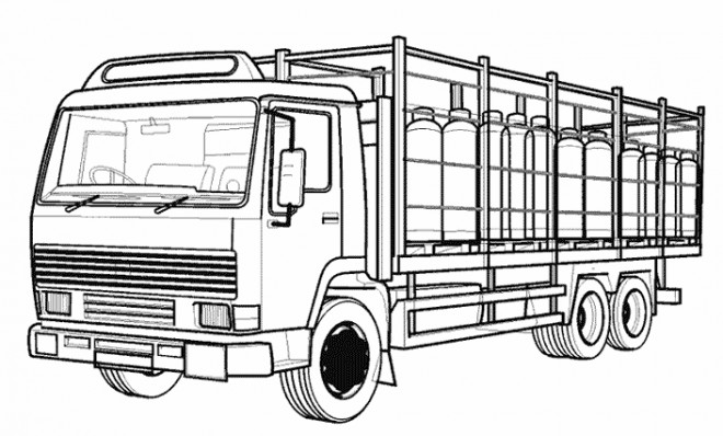 Coloriage Camion semi remorque vectoriel dessin gratuit à imprimer
