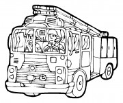 Coloriage Le Pompier conduit le Camion