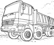 Coloriage Un Camion Mercedes dans le champ