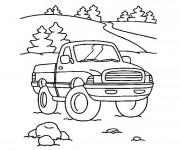 Coloriage Paysage de Camionnette dans la nature