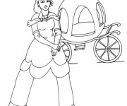 Coloriage Princesse près de sa Carrosse