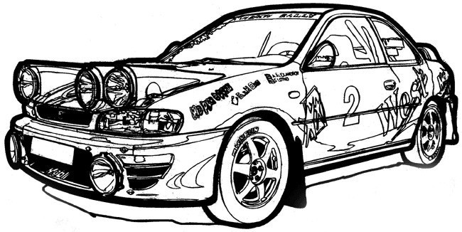Coloriage Ford de sport Rallye dessin gratuit à imprimer