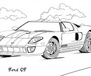 Coloriage Modèle Ford Mustang GT dessin gratuit à imprimer