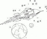 Coloriage Fusée américaine  et les Étoiles