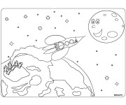 Coloriage Fusée de la Terre vers La Lune