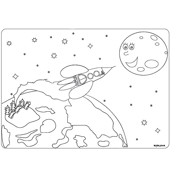 Coloriage Fusée De La Terre Vers La Lune Dessin Gratuit à