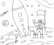 Coloriage Fus&eacute;e sur la lune