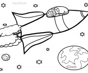 Coloriage Fusée voyage dans l'univers