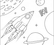 Coloriage Navette spatiale en mission dans l'espace