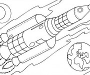 Coloriage Paysage Navette spatiale