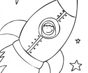 Coloriage Un gar&ccedil;on tout heureux dans une Fus&eacute;e