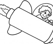 Coloriage Un petit vaisseau spatial et enfant cosmonaute