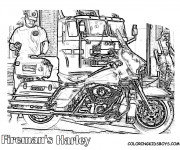 Coloriage Harley Davidson de Pompier