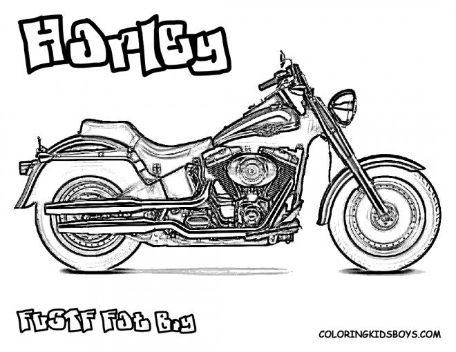 Coloriage Harley Davidson Fat Boy Dessin Gratuit à Imprimer