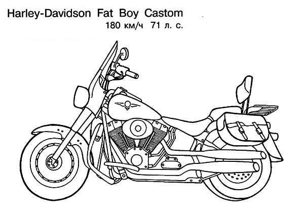 Coloriage et dessins gratuits Harley Davidson Fat Boy personnalisée à imprimer