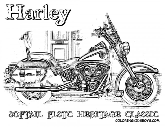 Coloriage et dessins gratuits Harley Davidson Softail Heritage Classique à imprimer