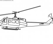 Coloriage H&eacute;licopt&egrave;re militaire en vol