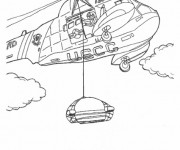 Coloriage Hélicoptère sauvetage en mer