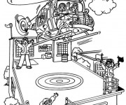 Coloriage Les enfants pilotent L'H&eacute;licopt&egrave;re