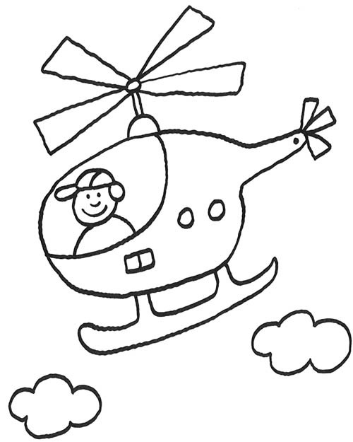 Coloriage et dessins gratuits Petit enfant dans un Hélicoptère à imprimer