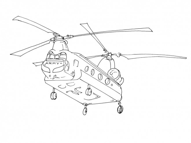 Coloriage et dessins gratuits Véhicule Hélicoptère militaire à imprimer