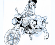 Coloriage et dessins gratuit Fille sur Moto Honda à imprimer