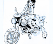 Coloriage Fille sur Moto Honda