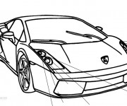 Coloriage Automobile Lamborghini en noir et blanc