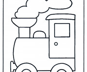 Coloriage Locomotive &agrave; vapeur encadr&eacute;e