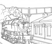 Coloriage Locomotive arrive en gare