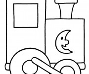 Coloriage Locomotive d&eacute;cor&eacute;e avec croissant