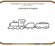 Coloriage Locomotive et Wagons en noir et blanc