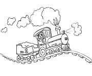 Coloriage Locomotive sur chemin de fer