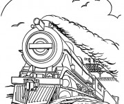 Coloriage Train se poursuit sur le Chemin de fer