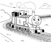 Coloriage Une Locomotive passe par la compagne