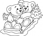 Coloriage Animaux mignons sur Luge