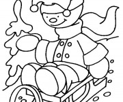 Coloriage Bonhomme de neige fait de la Luge