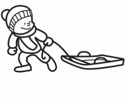 Coloriage et dessins gratuit Enfant et Luge à imprimer