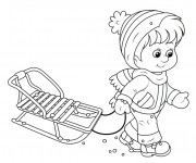 Coloriage Enfant et sa Luge