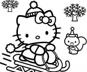 Coloriage Hello Kitty sur La Luge